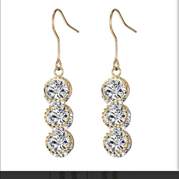 Dangle 3 Stone 6.00 CTTW Naked Earrings - Picture 1 of 2